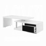 ZUN White and Black High Gloss Coffee Table with Swivel Top B062P209063