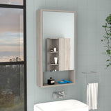 Medicine Single Door Cabinet 35" H, Two Interior Shelves, One External Shelf, Light Gray B097133127