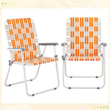 Set of 2 Webbed Folding Beach Chairs, Outdoor Patio Lawn Foldable Chairs for Camping Fishing Yard 42091416