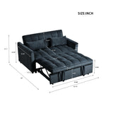 3 in 1 Convertible Sleeper Sofa Bed, Modern Pull Out Couch Bed, Adjustable Backrest, Velvet Loveseat W2121P179227