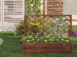 39" Pine Wood Raised Garden Bed with Diamond Trellis, Elevated Planter Box for Climbing Plants 11720281