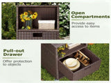 Mix Brown PE Rattan Outdoor Storage Cabinet, 3-Shelf with Removable Drawer & Lockable Wheels 16914318
