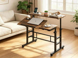 Dual Height Adjustable Rolling Sit Stand Desk with Charging Station, Tiltable Split Desktop Mobile 36367946
