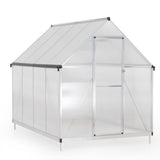 6x8 FT Polycarbonate Greenhouse, Outdoor Walk-in Green House with Vent Window, Hinged Door, Rain W2181P156139