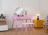 Liannon Contemporary Wood Vanity and Stool Set, Pink T2574P164237