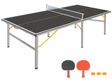 6ft Black Mid-Size Table Tennis Table Foldable & Portable Ping Pong Table Set for Indoor & Outdoor W1408P478678