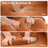 68.5" Modern Lamb Wool Sofa With Decorative Throw Pillows for Small Spaces W848P152953