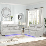 Challenger Modern Contemporary LED Power Recliner Loveseat with console, storage, stainless cup B009P294754