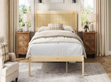 Platform Bed Frame with Headboard , Wood Slat Support , No Box Spring Needed ,King,Natural N709P425341N