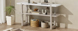 TREXM Retro Elegant Console Table with Marble-Effect Top and Versatile Storage Solutions for N715P196906E