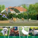 ZUN Large Chicken Coop Metal Chicken Run with Waterproof and Anti-UV Cover, Dome Shaped Walk-in Fence W2505P171905