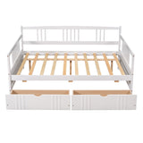 Full Size Daybed Wood Bed with Two Drawers,White 67032635