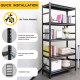 ZUN Adjustable Heavy Duty Metal Shelving - 5-Tier Storage Shelves, 2000LBS Load, Kitchen, Garage, Pantry 44333229