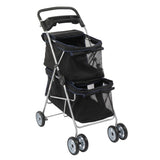 ZUN Pet Stroller for 2 Dogs and Cats, Double 4 Wheel Cat Pet Carriers Bag Jogger for Small Medium Pets, 11499507