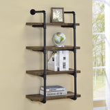 Black and Rustic Oak 4-tier Wall Shelf B062P145690