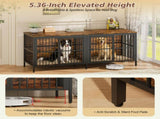 80" Dog Crate End Table, Heavy Duty 2-Door Indoor Pet Kennel, Multipurpose Dog House Furniture as TV W1820P472724