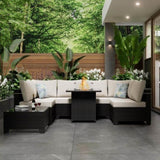 Cushion Covers for 7 Pcs Wicker Rattan Sectional Sofa, 14Pack Cushion Slipcovers Set W419P199031