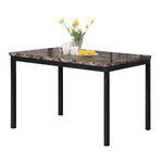 ZUN Noyes Metal Dining Table with Laminated Faux Marble Top, Black T2574P165157