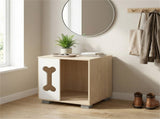 Cat Dog House Dog Bed Side Table Wooden Dog Condo with Bone-shape Window and Thick Metal Legs 58782516