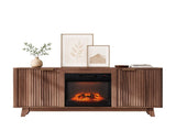 Walnut Cabinet with Gold Handles, 147.32*34.5*81.3cm, Embossed MDF with Melamine Foil, Double Grille 27492167