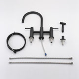 Double Handle Bridge Kitchen Faucet with Side Spray W122581047