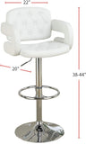 Classic Armrest Tufted White Faux Leather Upholstered Faux Leather Barstool / Chair Adjustable HS00F1562-ID-AHD