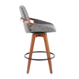 Cosmo Mid-Century Counter Stool in Walnut and Grey Noise Fabric by LumiSource B202P221846