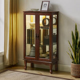 Curio Cabinet Lighted Curio Diapaly Cabinet with Adjustable Shelves and Mirrored Back Panel, W169392180
