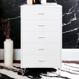 White 5-Drawer Chest with Single Handles B062P209028