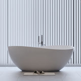 63" Freestanding Solid Surface Bathtub, Luxury Engineered Stone Resin Freestanding Soaking Bathtub W1573P175755
