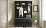 U-Can 5-in-1 Entryway Bench with Shutter-shaped doors, Coat Rack, Cushion and 4 Sturdy Hooks, 47.2'' WF311556AAB
