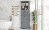 ZUN Gray Tall Storage Cabinet with 3 Drawers and Adjustable Shelves for Bathroom, Study, Office and WF323347AAE