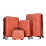 4-piece ABS lightweight suitcase, 14 inch makeup box, aircraft wheels DARK ORANGE W284P149257