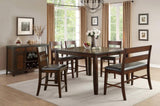 Cherry Finish Wooden Counter Height Chairs Set of 2pc Classic Style Faux Leather Upholstered Seat B01153385