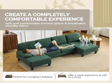 U-Shaped Convertible Sectional Sofa with 2 Chaise Lounges, 4-Seater Modular Couch with Removable & 13591689
