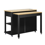 K&K 47 inch Kitchen Island with Extendable Dining Table, Rubber Wood Veneer Kitchen Table with N707P215327B
