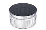 CT901 Modern Contemporary Metal Nested base and Tinted tempered glass top material 30" Coffee Table, B009P306194