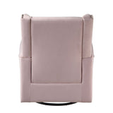 Pink Rolled Arms Swivel Chair with Nailhead Accent B062P186521