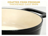 Cast iron 7.5QT cooking pot - Pure black - includes two silicone gloves - Enamel pot 77846550