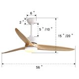 56 Inch Ceiling Fan Light With 6 Speed Remote Energy-saving DC Motor Matte White 56K001-WH