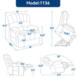 ZUN 23" Seat Width and High Back Large Size Chenille Power Lift Recliner Chair with 8-Point Vibration W1803P247681