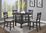 1pc Contemporary Transitional Style Counter Height Round Table w Lazy Susan Charcoal Finish B011P261860