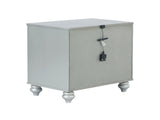 2 Drawers Nightstand with Fret Work Detail in Silver Metallic B016P255631