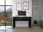 ZUN Acre Writing Computer Desk, Two Drawers -Black B20091889