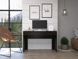 ZUN Acre Writing Computer Desk, Two Drawers -Black B20091889