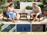 3-Piece PE Wicker Patio Rocking Chair Set, Ergonomic Rocking Bistro Set with 2-Tier Side Table & 83144251