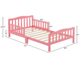 Single-layer vertical plank bed with side railings, pink, 135*75*62.5cm, wooden bed, pine, 90765179