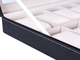 12 Compartments Leather Watch Box Top-Opening Watch Storage Case Portable Watch Organizer Black 85241771