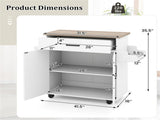 41.5" Rolling Kitchen Island Cart with Storage, White Kitchen Cart with Drawer Cabinet, Spice Rack 46052870