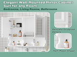 30 Inch Mirror Medicine Cabinet with Open Shelves, Wall Mounted Home Storage with Doors & Mirror, N710P322812K